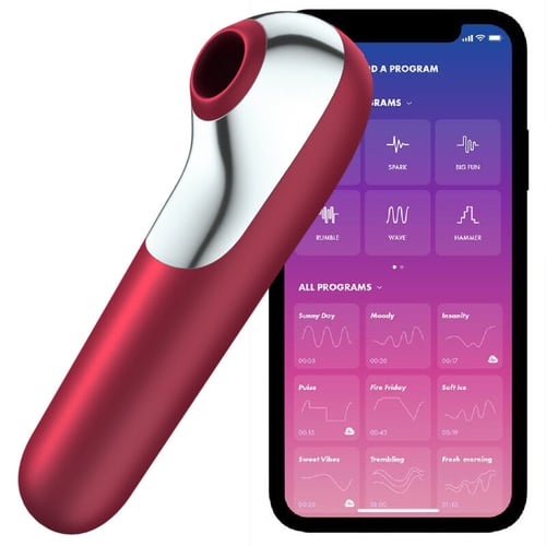 SATISFYER CONNECT SATISFYER - VIBRATORE E VENTOSA DUAL LOVE CON ARIA PULSATA ROSSO