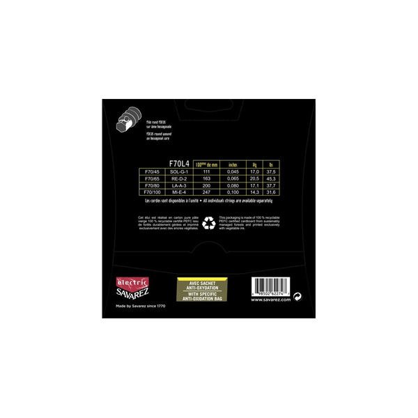 Savarez F70L4 Corde Focus per Basso Elettrico 45-100, Set/4