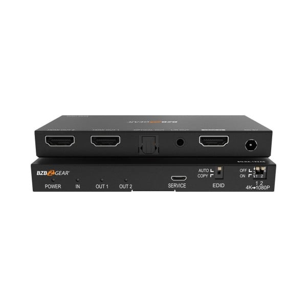 BZBGEAR SPLITTER HDMI 1X2 4K 18Gbps AUDIO DE EMBEDDER