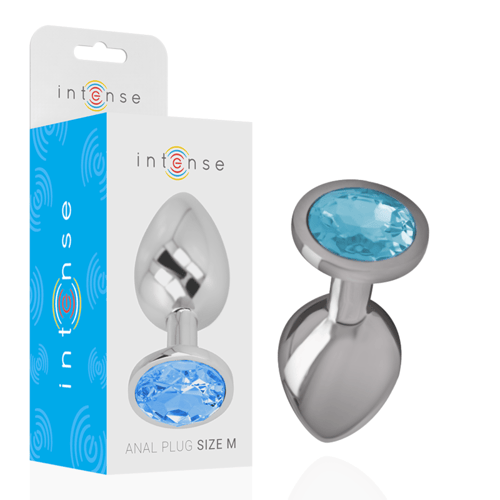 INTENSE ANAL TOYS INTENSE - PLUG ANALE IN METALLO ALLUMINIO CON VETRO BLU TAGLIA M