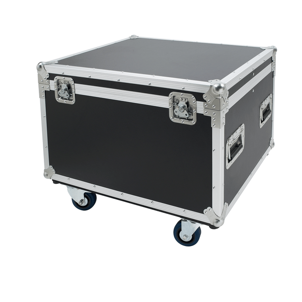 PROEL STAGE Flight case multifunzione realizzato in multistrato di pino marino di spessore 9mm. con ruote girevoli da 100 mm di tipo industriale (2 con freno).