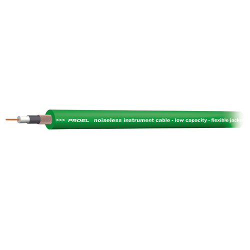 PROEL STAGE Cavo coassiale antirumore per strumenti/effetti con guaina esterna flessibile in PVC ø 6.4 mm - O.F.C. (Oxygen Free Copper). Colore verde
