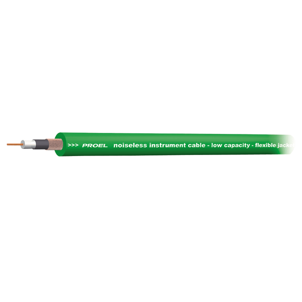 PROEL STAGE Cavo coassiale antirumore per strumenti/effetti con guaina esterna flessibile in PVC ø 6.4 mm - O.F.C. (Oxygen Free Copper). Colore verde