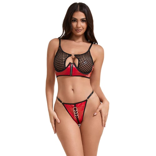 SUBBLIME SETS SUBBLIME - 955540 REGGISENO IN VERNICE ROSSA CON CERNIERA E REGGISENO A RETINO L/XL