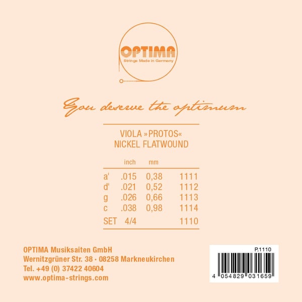 OPTIMA Set Protos per Viola. Modello P.1110