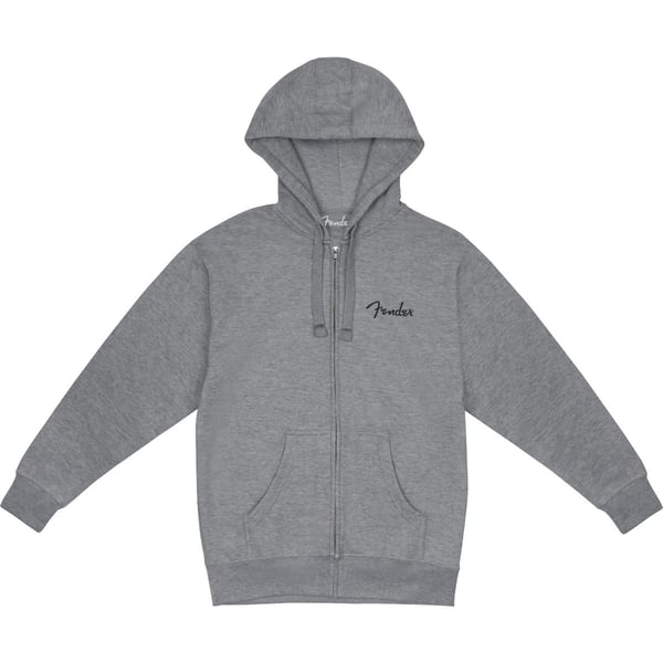 Felpa Fender Spaghetti Small Logo Zip Front Hoodie, Athletic Gray, XL