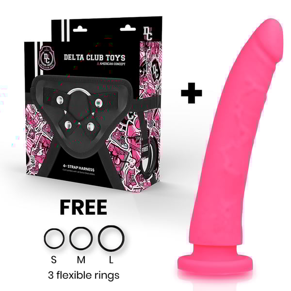 DELTA CLUB - TOYS ARNES + DILDO ROSA SILICONA MEDICA 23 X 4.5 CM
