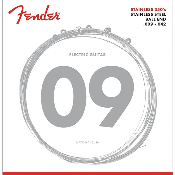 FENDER Set di corde per chitarra in acciaio inossidabile 350L con con Ball End in acciaio inossidabile Scalature.009-.042. Modello 0730350403