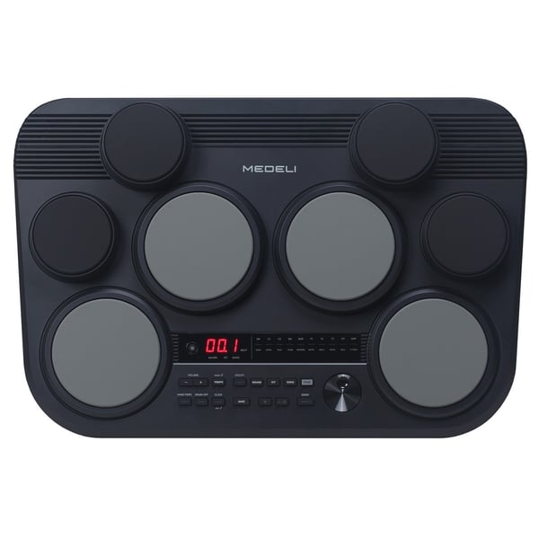 MEDELI Drum kit portatile con 8 pad in gomma sensibili al tocco e 2 pedali