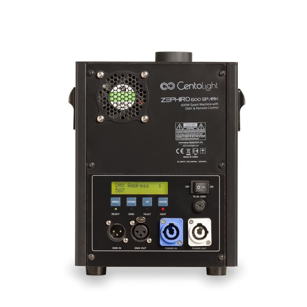 CENTOLIGHT Macchina per Scintille a Freddo da 600W con DMX e Telecomando. Modello ZEPHIRO 600 SPARK