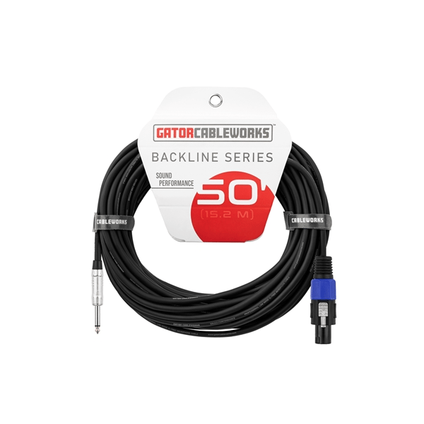 Gator Cableworks GCWB-SPK-50-1TL Cavo speaker jack TS dritto/speakon 15 m Serie Backline