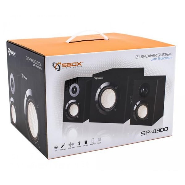 SBOX SP-4300 IMPIANTO AUDIO 2.1 SUBWOOFER E CASSE BLUETOOTH CON LETTORE USB TF SD