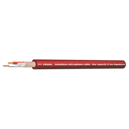 PROEL STAGE Cavo bilanciato professionale per microfono con guaina esterna flessibile - O.F.C. (Oxygen Free Copper - Sezione 2 x 0,22 mm2). Colore rosso.
