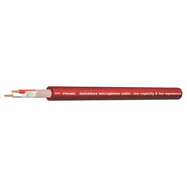 PROEL STAGE Cavo bilanciato professionale per microfono con guaina esterna flessibile - O.F.C. (Oxygen Free Copper - Sezione 2 x 0,22 mm2). Colore rosso.