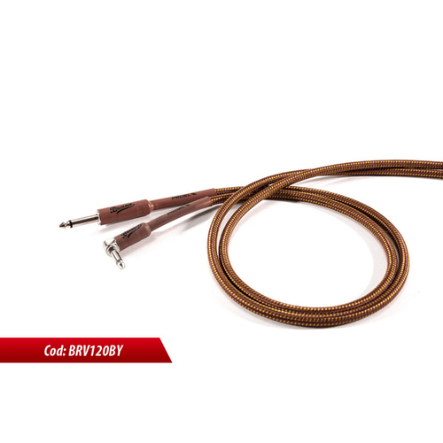 PROEL STAGE Cavo per strumenti  Jack Mono 6.3 mm / Jack mono 6.3mm ad angolo  Guaina in PVC flessibile con rivestimento in cotone Marrone / Oro - Diametro esterno 7 mm