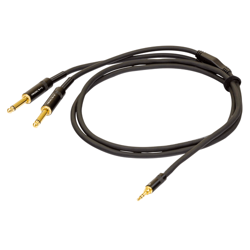 PROEL STAGE Cavo audio professionale "Y" con connessioni spina jack Stereo Yongsheng Ø 3.5 mm - 2 x spina jack Mono Ø 6.3 mm Yongsheng. Lunghezza: 1.5 metri. Colore disponibile: Nero. Altre lunghezze disponibili: visualizzare le specifiche tecniche