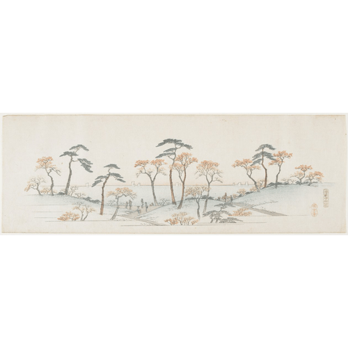 Utagawa Hiroshige Foglie Colorate al Tempio di Kaianji, 1837-1844