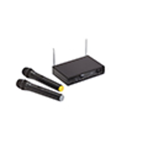 SOUNDSATION Radiomicrofono VHF Doppio Plug and Play con 2 Mic. Palmari (205.75 MHz - 209.8 MHz)