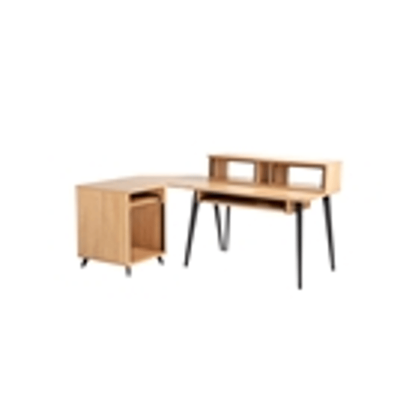 Gator Frameworks GFW-ELITEDESK-MPL Scrivania workstation Elite in acero naturale opaco per studi di registrazione e content creator&lt;br&gt;