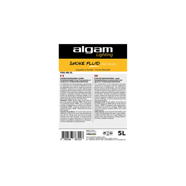 Algam Lighting FOG-HD-5L Liquido Fumo Alta Densità 5L