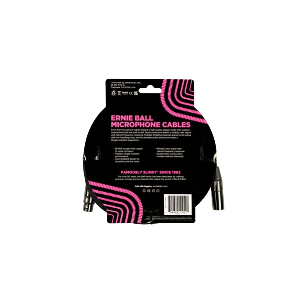 Ernie Ball 6391 Cavo Microfonico Braided nero 4,5 m