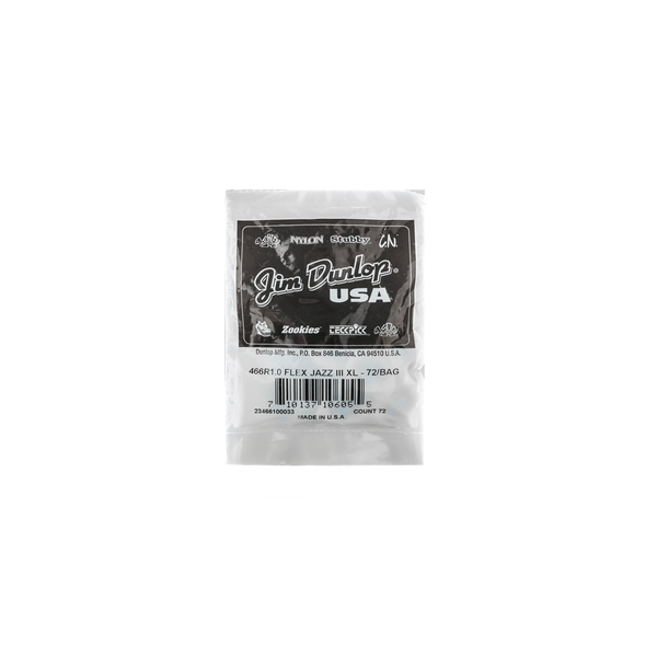 Dunlop 466R100 Tortex Flex Jazz III XL 1.0 mm Bag/72