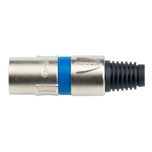 PROEL STAGE Spina volante XLR professionale 3 poli. Colore: Argento con anello blu.