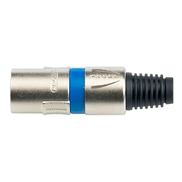PROEL STAGE Spina volante XLR professionale 3 poli. Colore: Argento con anello blu.