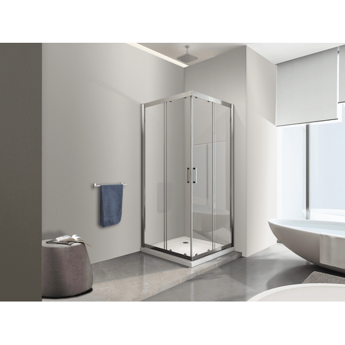 Box doccia 6 mm angolare quadrato profilo cromo reversibile H.190 90x90