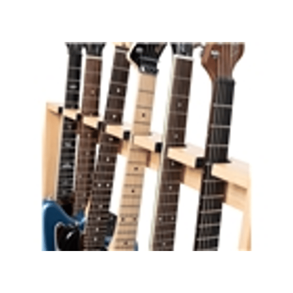 Gator Frameworks GFW-GTR-WD6RK-MPL Supporto in legno per 6 chitarre con finitura in acero naturale<br>
