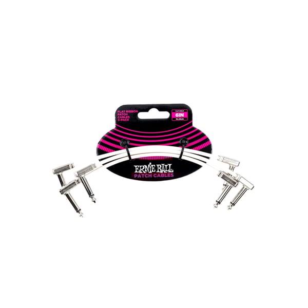 Ernie Ball 6385 Flat Ribbon Patch Cable White 15.24cm 3Pk