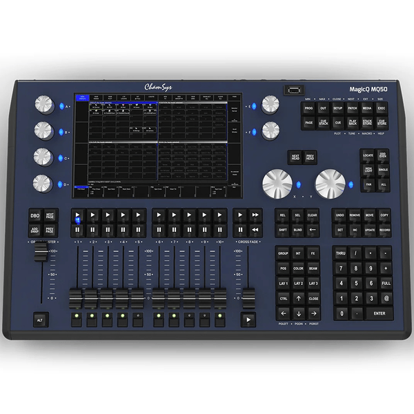 CHAMSYS MAGICQ MQ50 CONSOLE MIXER LUCI COMPATTA 6 UNIVERSI DMX 4 USCITE DIRETTE DMX 512 1 PLAYBACK FADERS