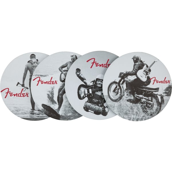 Set sottobicchieri Fender™ Vintage Ads 4-Pk Coaster Set, Black and White