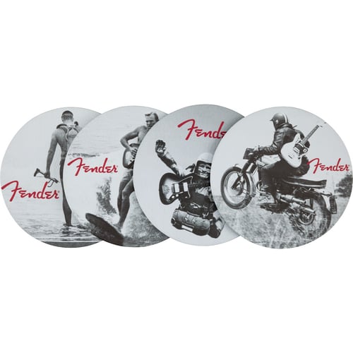 Set sottobicchieri Fender™ Vintage Ads 4-Pk Coaster Set, Black and White