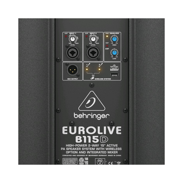 BEHRINGER B115-D EUROLIVE CASSA ATTIVA AMPLIFICATA 1000 WATT WOOFER 15″ EQUALIZZATORE 2 BANDE 2 INGRESSI + WIRELESS READY