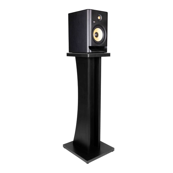 Gator Frameworks GFW-ELITESPKSTMN-BLK Coppia di supporti per monitor da studio in legno con finitura nera<br>