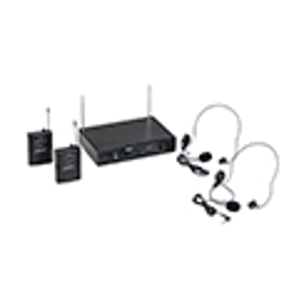 SOUNDSATION Radiomicrofono VHF Doppio Plug and Play con 2 Bodypack e Archetti (205.75 MHz - 209.8 MHz). Modello WF-V21PPB