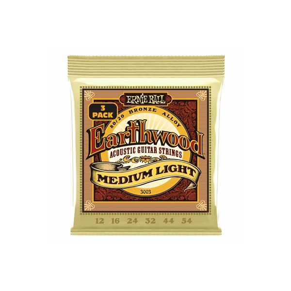 Ernie Ball 3003 Earthwood 80/20 Bronze Medium Light 12-54 - 3 Mute