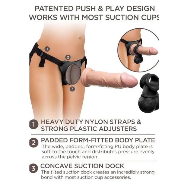 KING COCK ELITE - DELUXE VERSTELLBARES HARNESS-KIT RING MIT HODEN & DILDO 20,3 CM