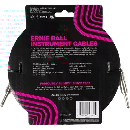 Ernie Ball 6433 Braided Cables Silver Fox 5,5 m