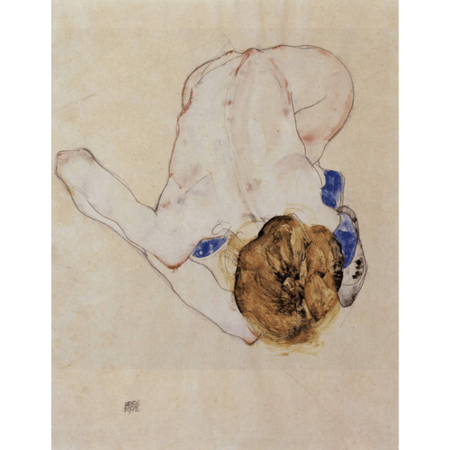Egon Schiele Nudo femminile piegato in avanti
