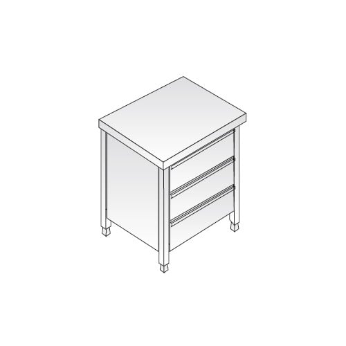 Cassettiera 56x60x85 acciaio inox 304 3 cassetti ristorante pizzeria RS5840