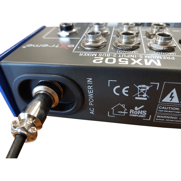 EXTREME MX502 MIXER 3 CANALI COMPATTO PER LIVE PHANTOM POWER +48V + CD TAPE IN E OUT