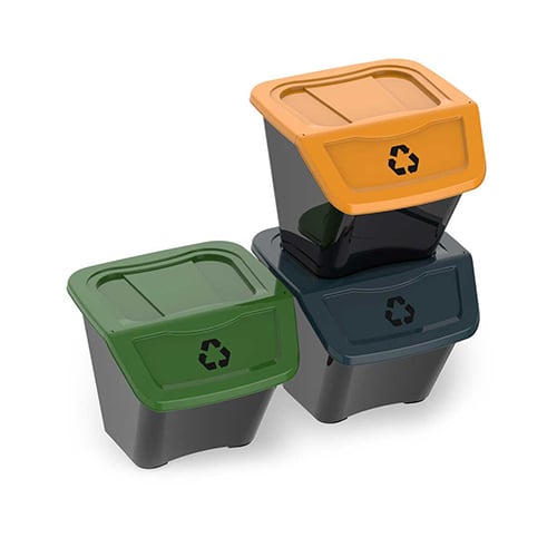 GRYN Set 3 pz pattumiera ecobin per raccolta differenziata