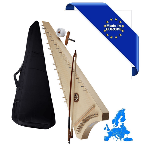 HORA SALTERIO TENORE ( TENOR PSALTERY ) TOP ABETE FONDO FASCE ACERO 30 CORDE CON BORSA ARCHETTO PECE E CHIAVE ACCORDATURA DO4-FA6