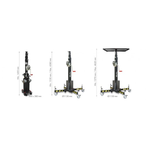 GUIL TORRE DI SOLLEVAMENTO TELESCOPICA COMPATTA PORTATA 125KG, ALT.MAX 4,56