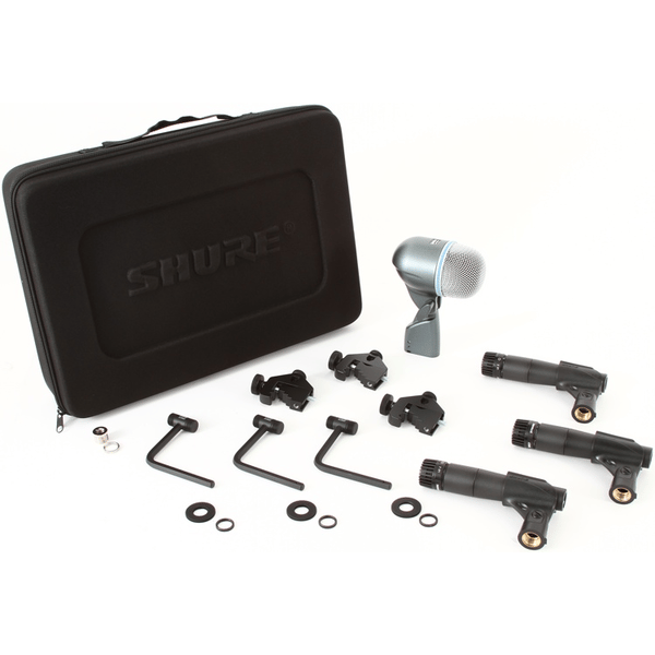 SHURE CENTRE SHURE DMK 57-52 KIT MICROFONI PER BATTERIA COMPOSTO DA 3 SM 57 + 1 BETA 52 + 3 SUPPORTI MONTAGGIO A56D