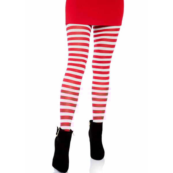 LEG AVENUE - GESTREIFTE STRUMPFHOSE WEISS/ROT