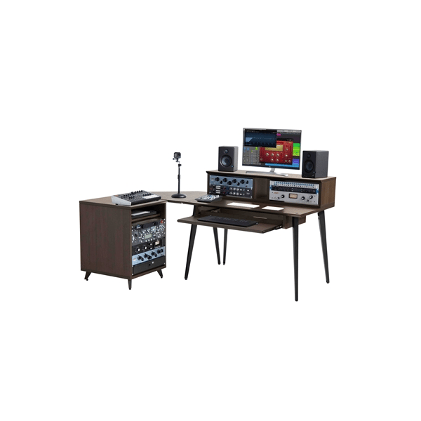 Gator Frameworks GFW-ELITEDESK-BRN Scrivania workstation Elite in noce scuro per studi e creator<br>