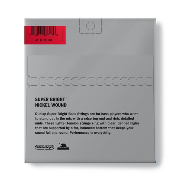 Dunlop DBSBN45105 Super Bright Nickel Wound, Medium Set/4